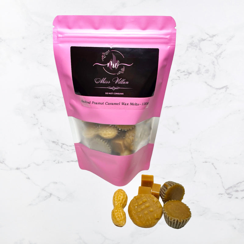 salted peanut caramel wax melts- missvillan- food wax melts