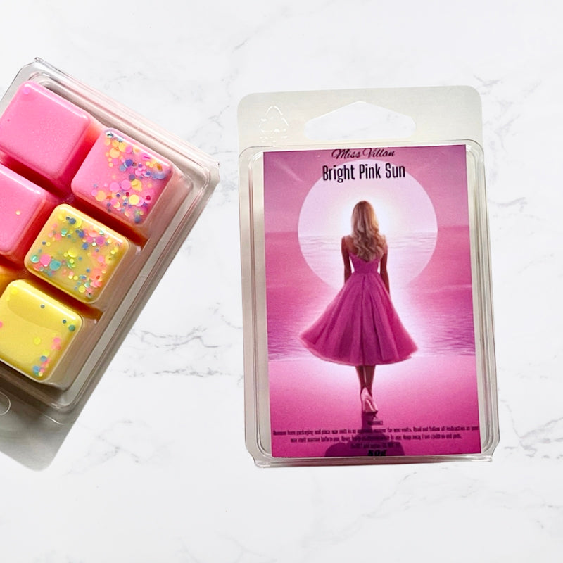 bright pink sun wax melts- barbie wax melts-missvillan