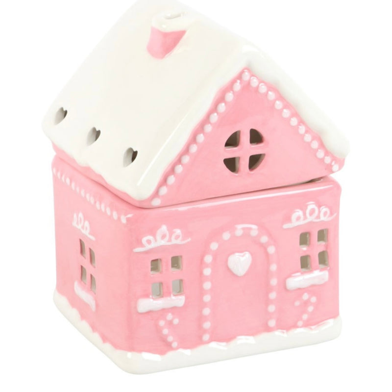 Gingerbread House Tealight wax melter (pink)