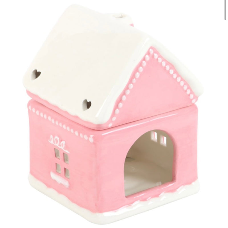 Gingerbread House Tealight wax melter (pink)