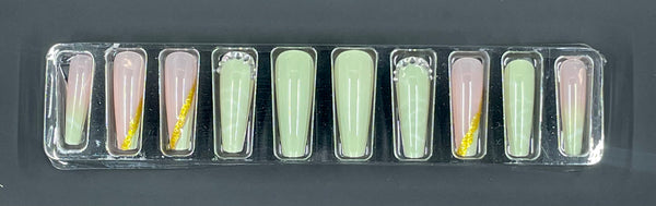 press on nails- green- missvillan- australia