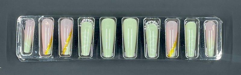 press on nails- green- missvillan- australia